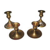 Batch of 2 pairs brass candlesticks