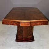 Art deco table in mahogany and elm magnifying glass circa 1930