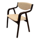 Chaise de salle à manger vintage en bois courbé : style milieu du siècle des années 1970, bois noir et tissu beige