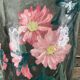 Bouquetière wall vase ceramic cone painted with flowers