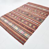 6x8 Area Kilim Rug,Turkish Wool Rug,Antique Rug,169x257 Cm