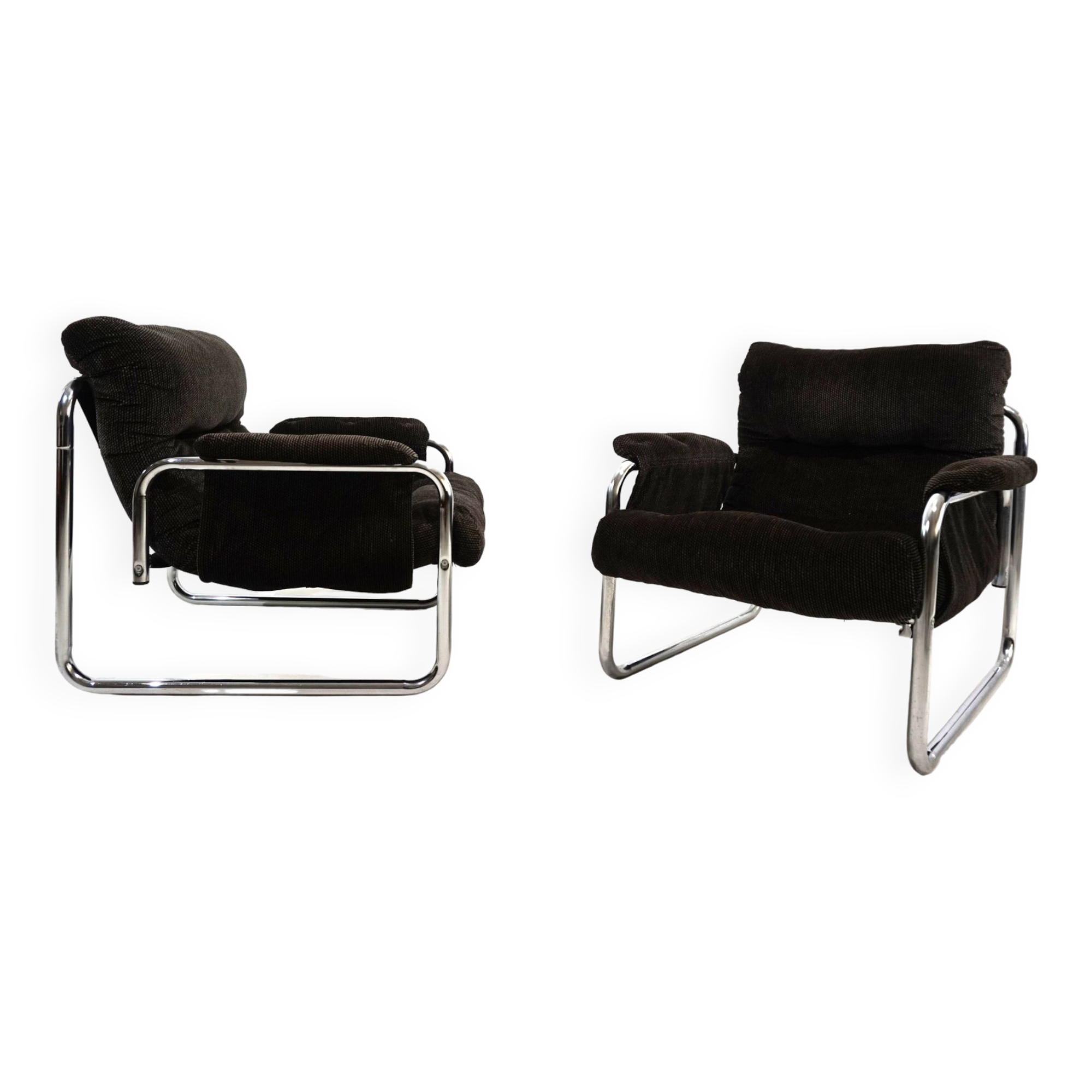 Set of 2 Herlag chrome cantilever lounge chairs by Johan Bertil Häggström