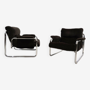 Set of 2 Herlag chrome cantilever lounge chairs by Johan Bertil Häggström