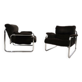 Set of 2 Herlag chrome cantilever lounge chairs by Johan Bertil Häggström