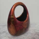 Vase or planter in enamelled and lacquered metal