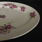 Oval porcelain serving dish decorated with roses MF Limoges
