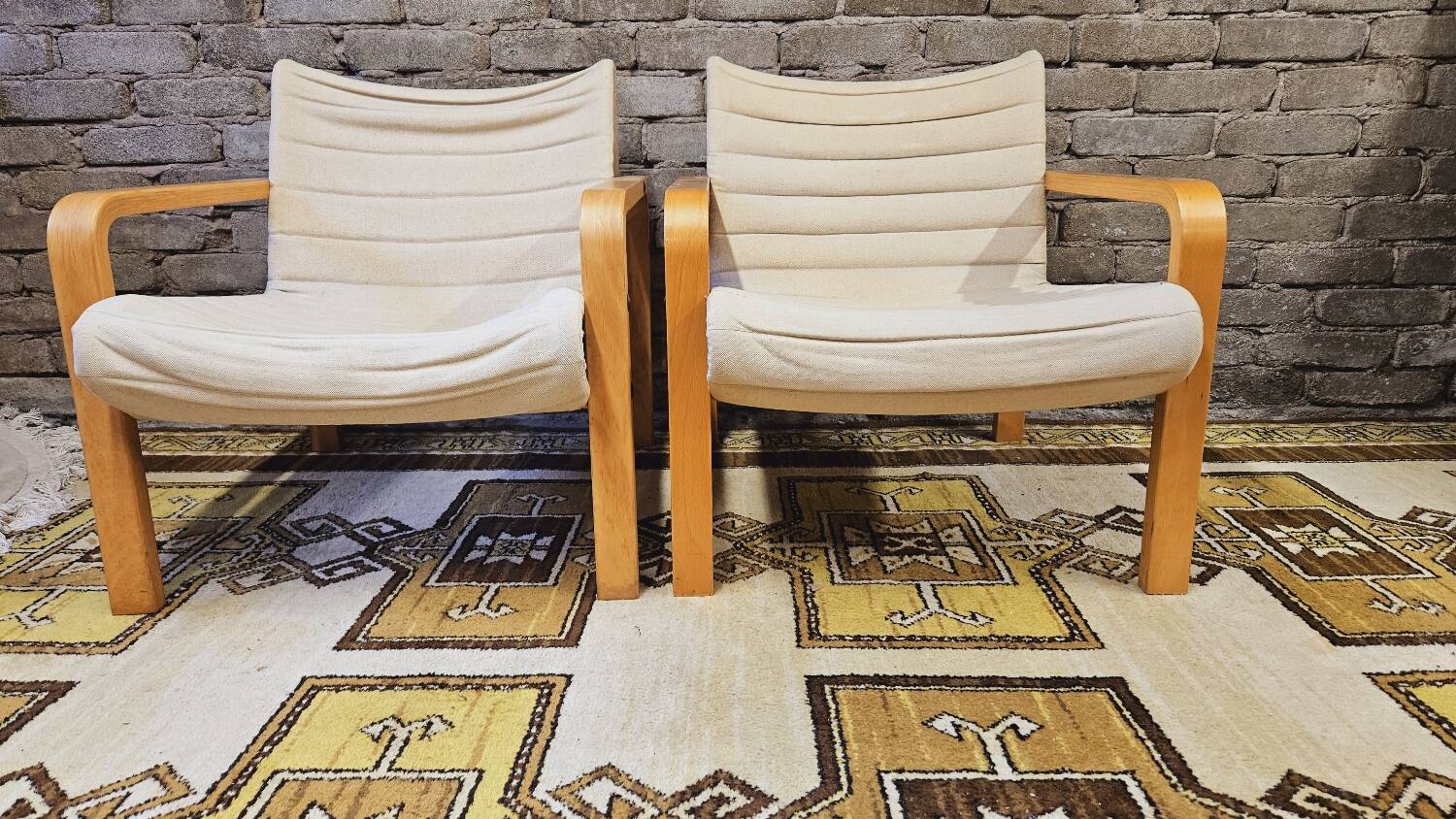 Paire de fauteuil bois courbé 1970 vintage