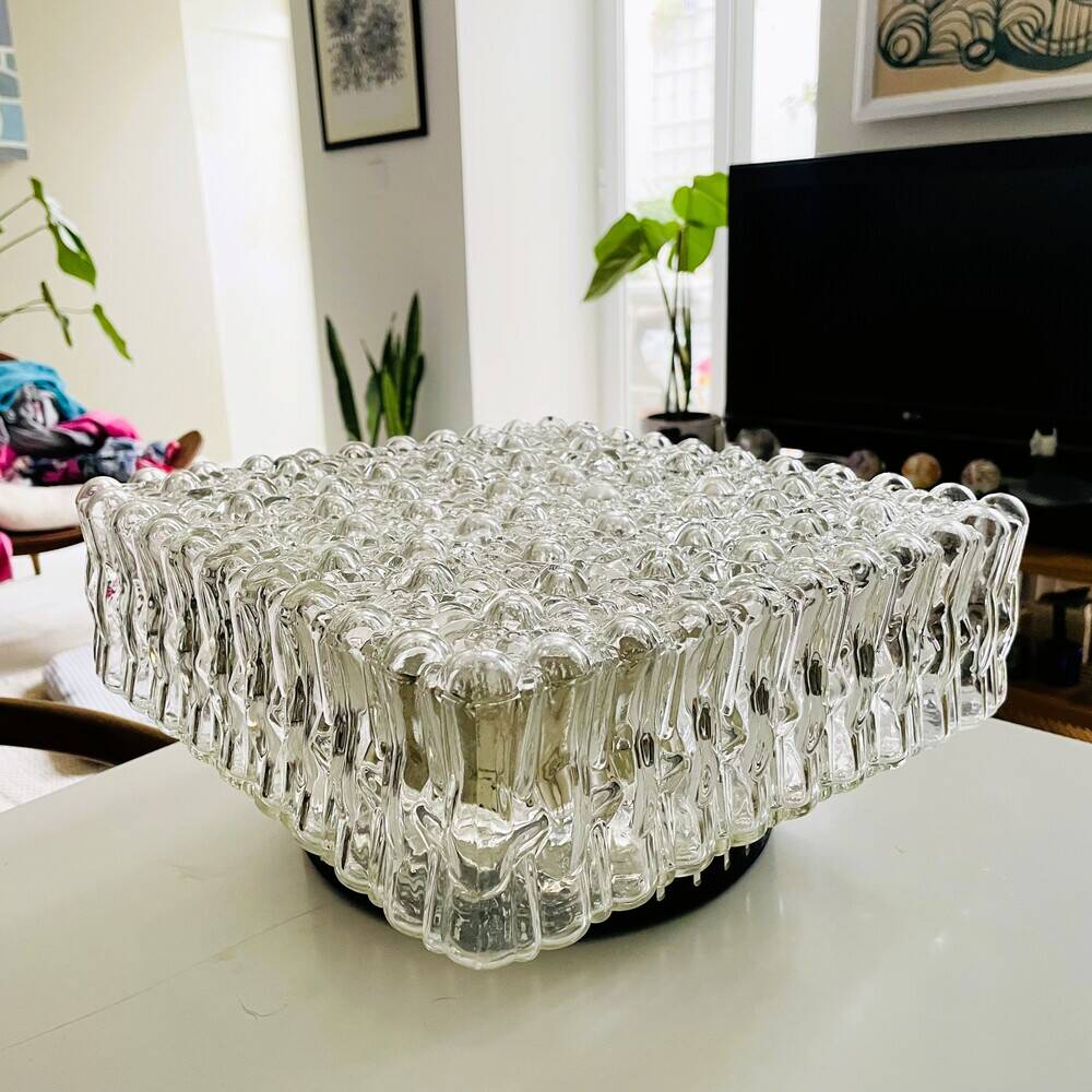 Large glass square flush mount ceiling or wall lamp