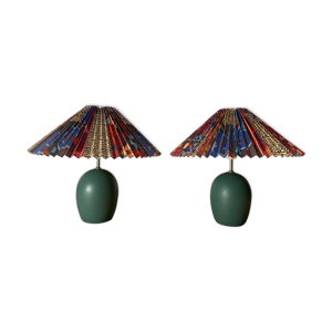ensemble de 2 lampes design danoises vertes Lene Bjerre Éclairage vintage vintage des années 80 du Danemark