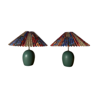 Set of 2 Green Danish Lene Bjerre Design Lights | 80s Vintage Designer Lighting From Denmark