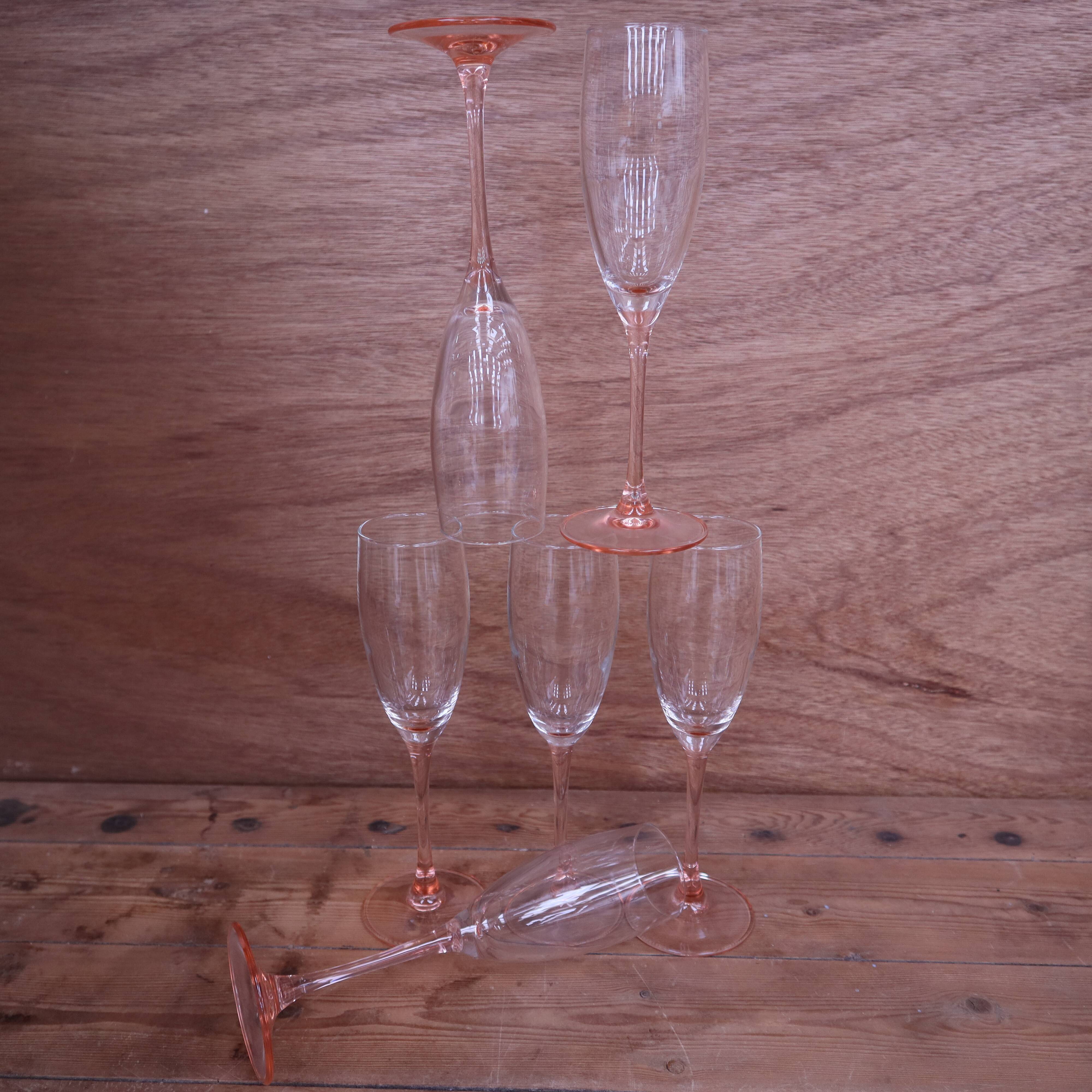 Champagne glasses Arcoroc Luminarc France pink stem