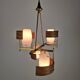 Italian Brass, Teak and Opaline Glass Chandelier by Stilnovo, 1960's