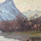 Painting "River of the Alps", Oil on panel, framed