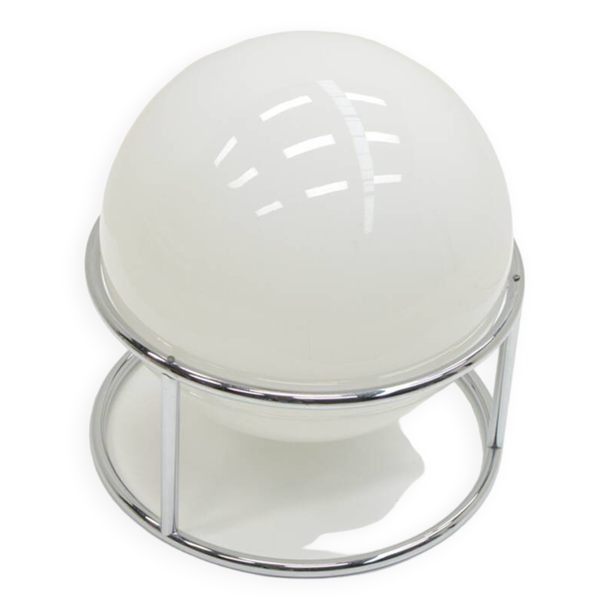 White and chrome globe table lamp, 1970s Italy.