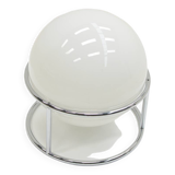 White and chrome globe table lamp, 1970s Italy.