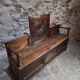 Old French popular art bench from Auvergne, circa 1800–1850