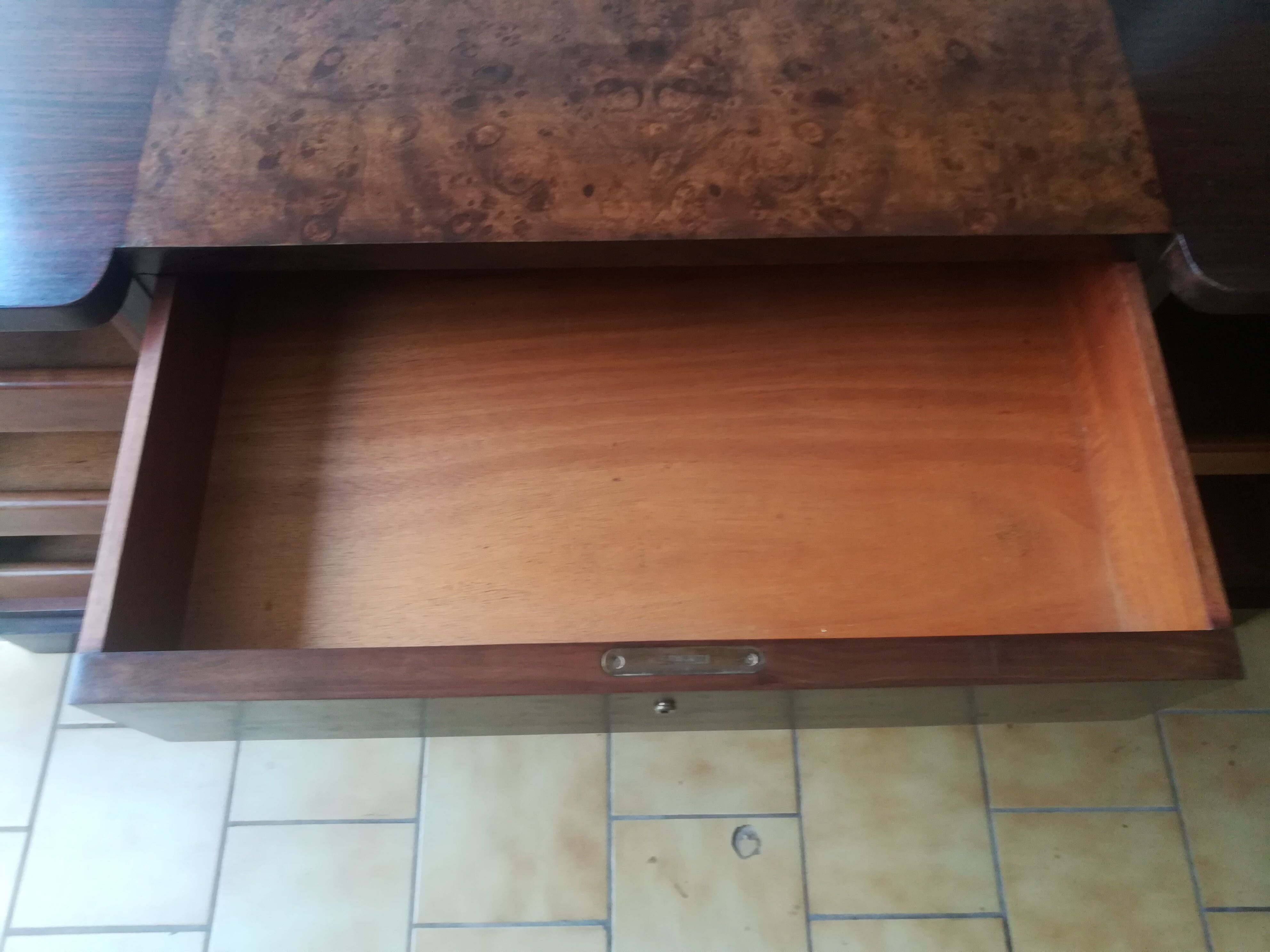 Art deco desk in rosewood and magnifying glass