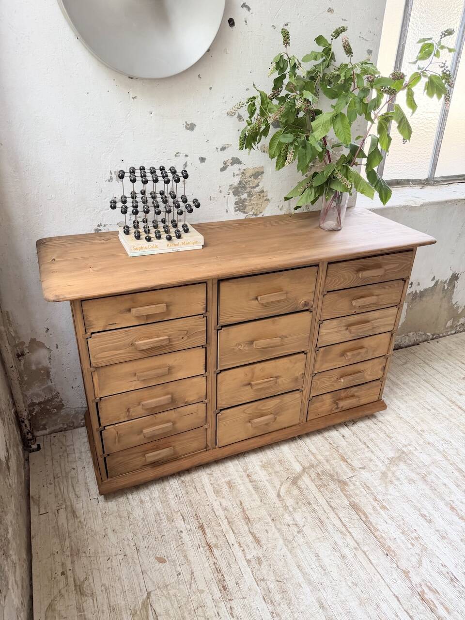 Meuble de métier en pin 1950