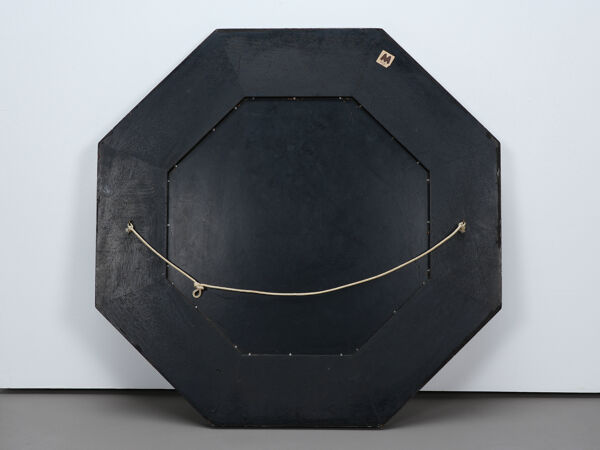 Miroir Jean-Claude Mahey en laque et laiton, circa 1970