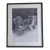 Drawing by Gérard Moreau signed by Sidney Bechet