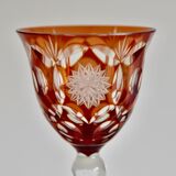 Set of 6 Bohemian Multicolored Antique Crystal Wine Glasses