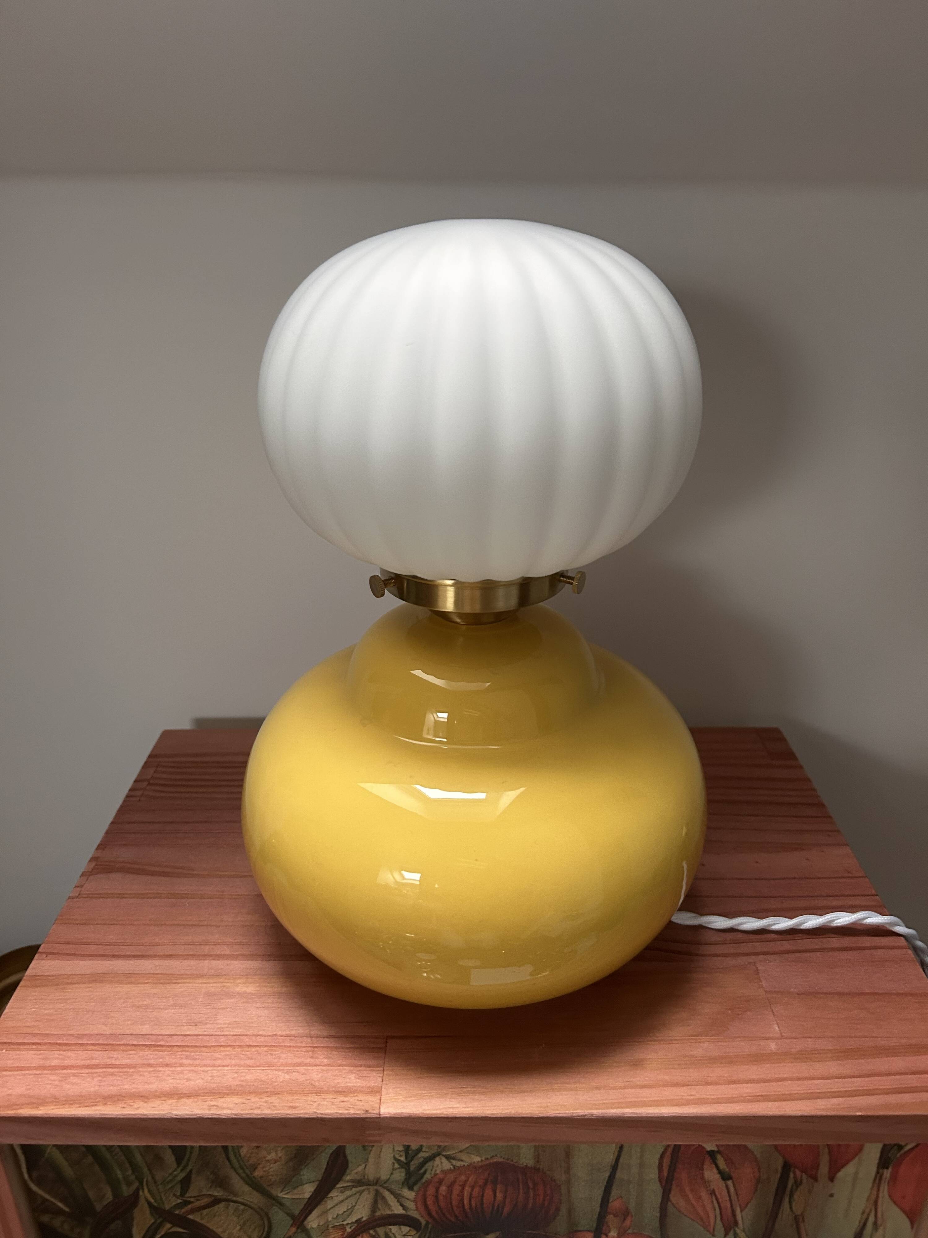 Vintage pleated globe bedside lamp
