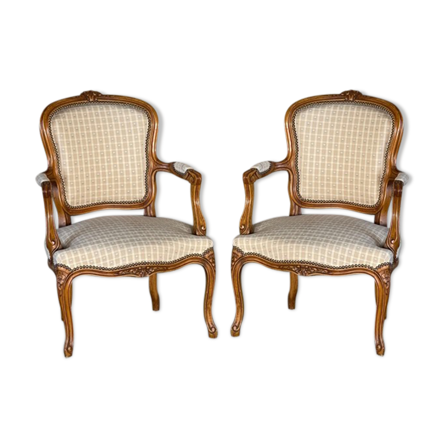 Pair of louis xv style convertible armchairs