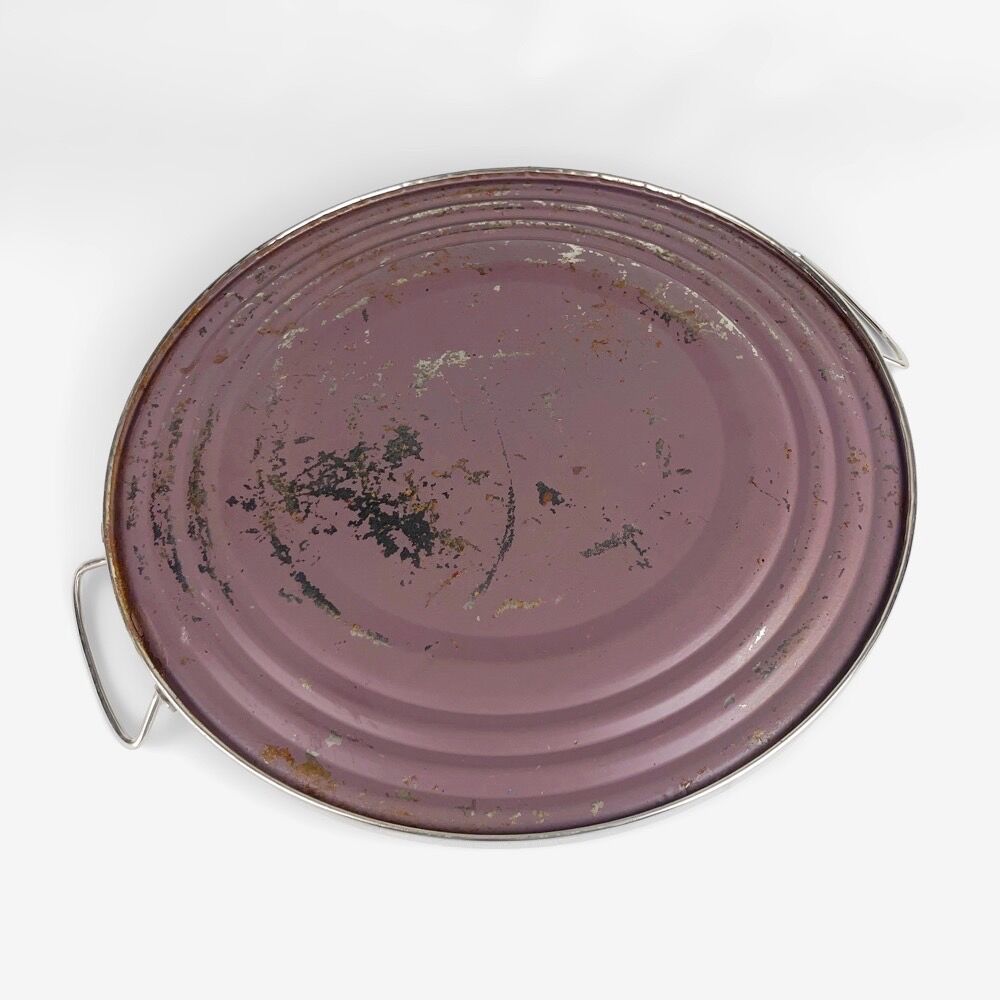 Round service tray in glass and metal vegetal decoration 1950
