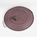 Round service tray in glass and metal vegetal decoration 1950