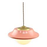 Mid-Century Italian Pink Metal and Brass Pendant Lamp
