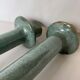 Set de 2 bougeoirs vert foncé, céramique émaillée