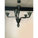 Contemporary Translucent Green-Bottle Murano Style Glass Chandelier