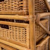 Cabinet with vintage rattan drawers