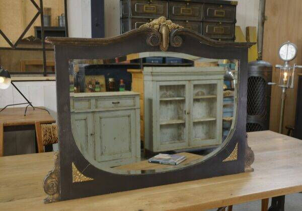 Mirror with wood and bronze art deco ornament 1930's