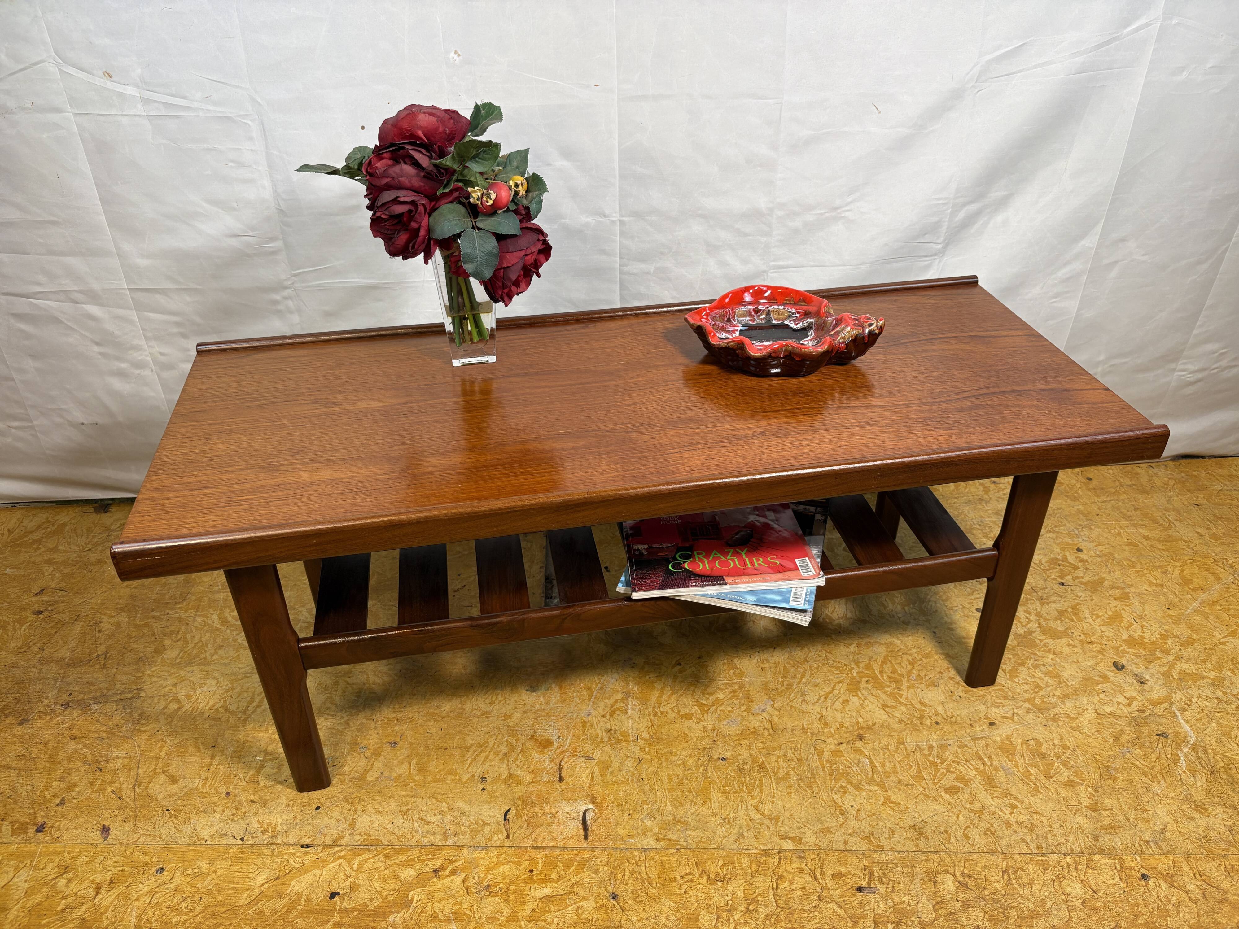 Mid-century retro vintage teak coffee table by myer (1960s) – stylish & fun