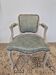 Louis XV style cabriolet armchair in patinated wood and velvet
