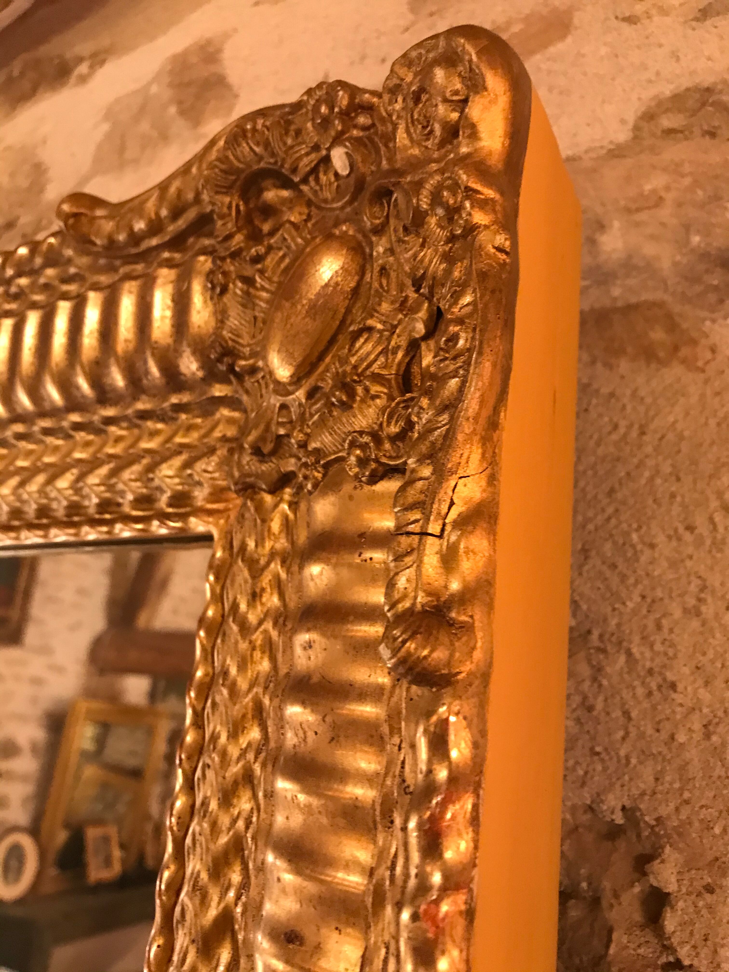 Mirror Louis XV - XVI with gold leaf 80x94cm