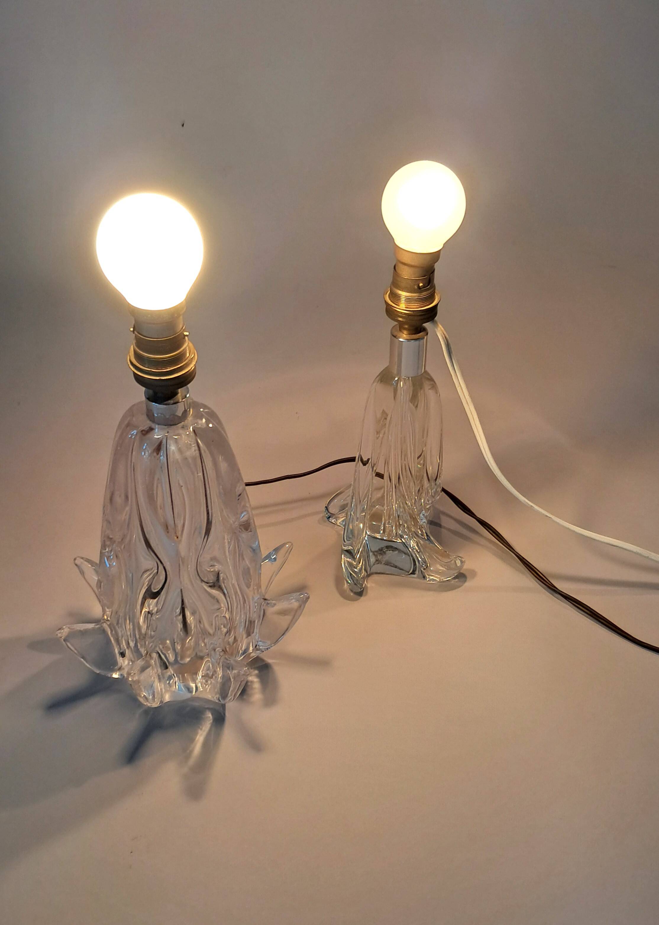 Pair of crystal lamps, France 1940/1950.