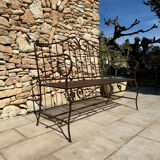 Handcrafted wrought iron garden bench