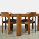 Vintage dining table set with plywood chairs and wooden table with slate inlay, 70s