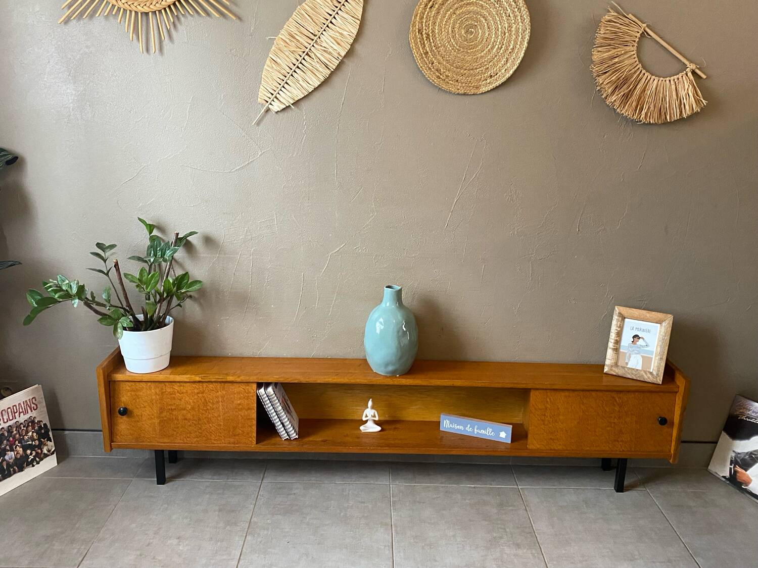Vintage wooden sideboard from the 1960s (shallow)