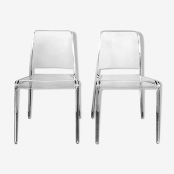Paire de chaises en plexiglass transparent "Armet Italy"