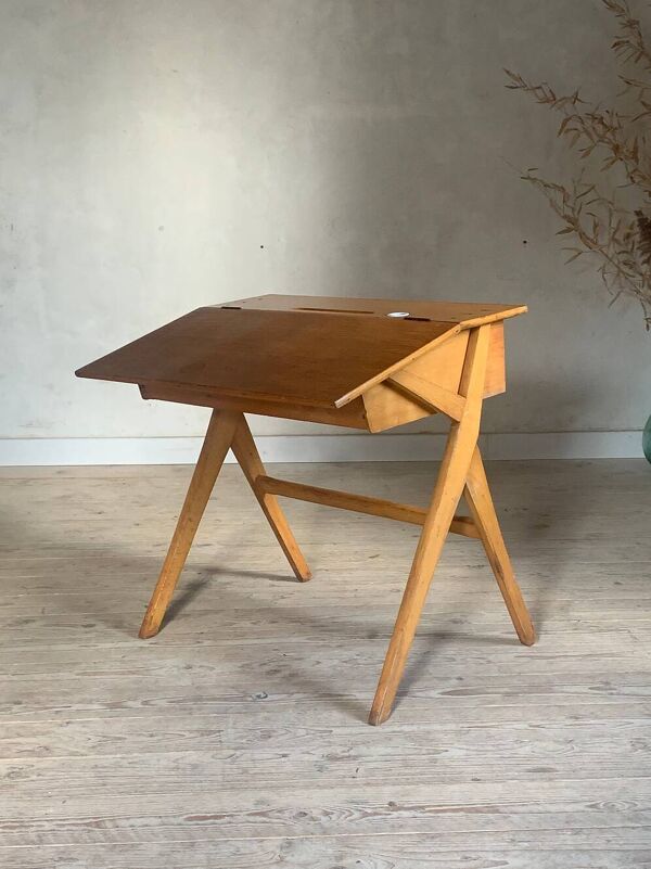Bureau pupitre vintage pied compas portique