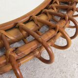 Round vintage mirror with bamboo edge
