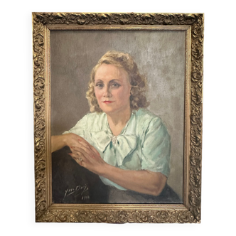 Femme des années 40 huile sur toile
