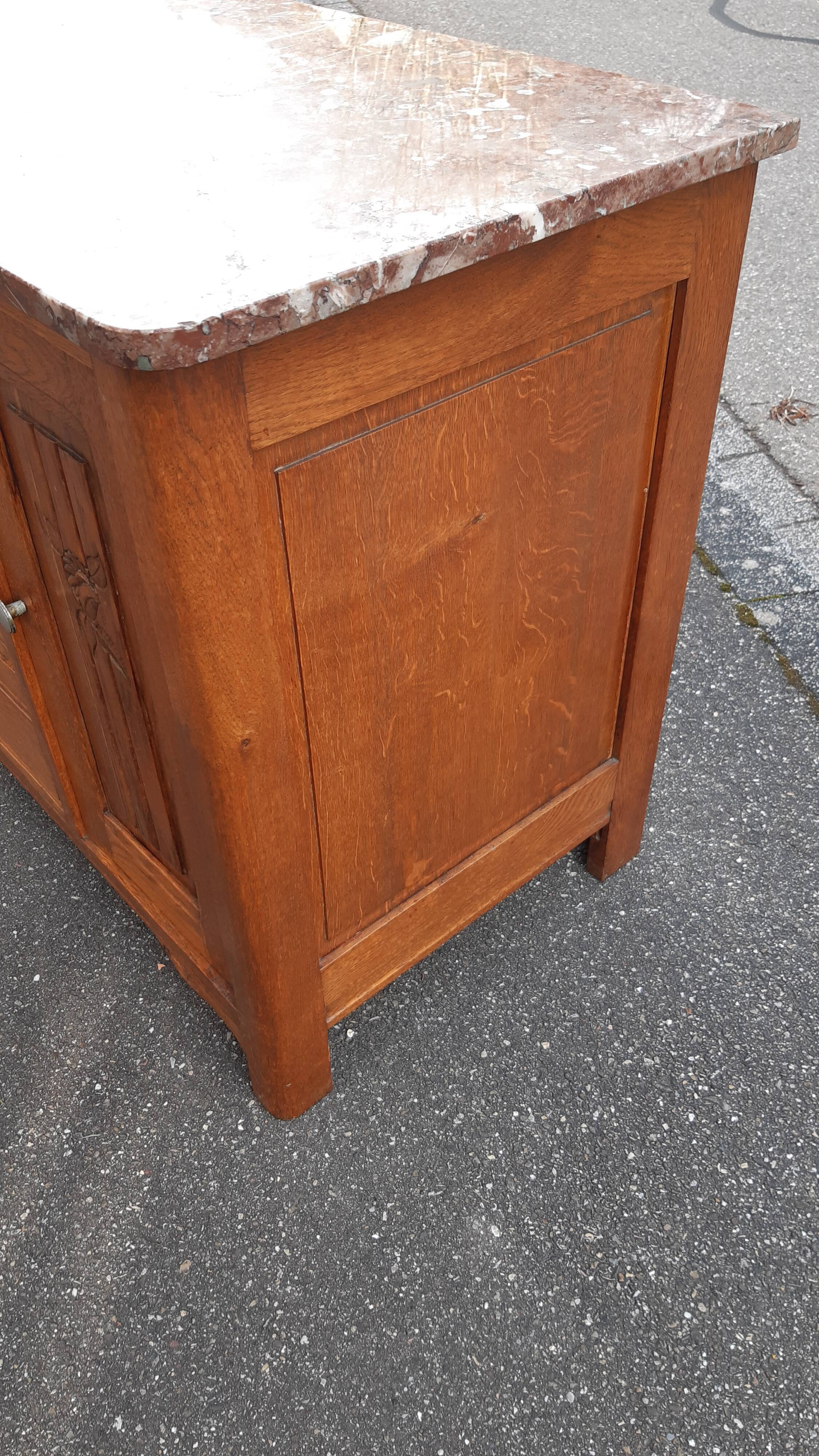 Commode art déco marbre et chêne