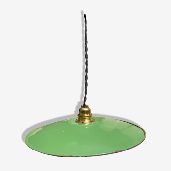 Vintage suspension in green and white enamelled