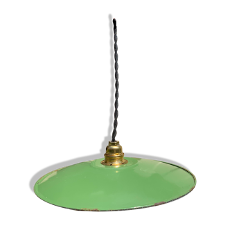 Vintage suspension in green and white enamelled