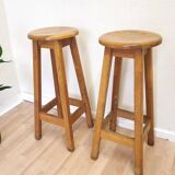Tabouret de bar vintage en chêne (1 sur 2) : chaise haute industrielle yougoslave des années 1980