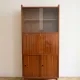 Vintage 1960s wooden secretary with display cabinet.